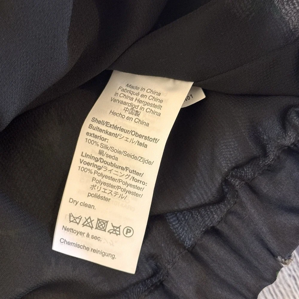 Madewell Silk Organza Puff-Sleeve Wrap Top Aster Portrait Black Women Size XS